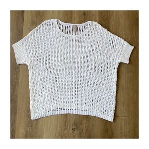 Chico's White Crochet Short Sleeve Top